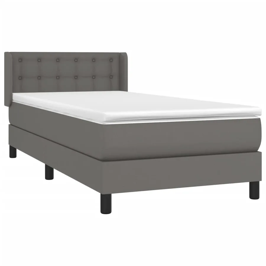 Sommier à lattes de lit avec matelas Gris 100x200 cm Similicuir - 3
