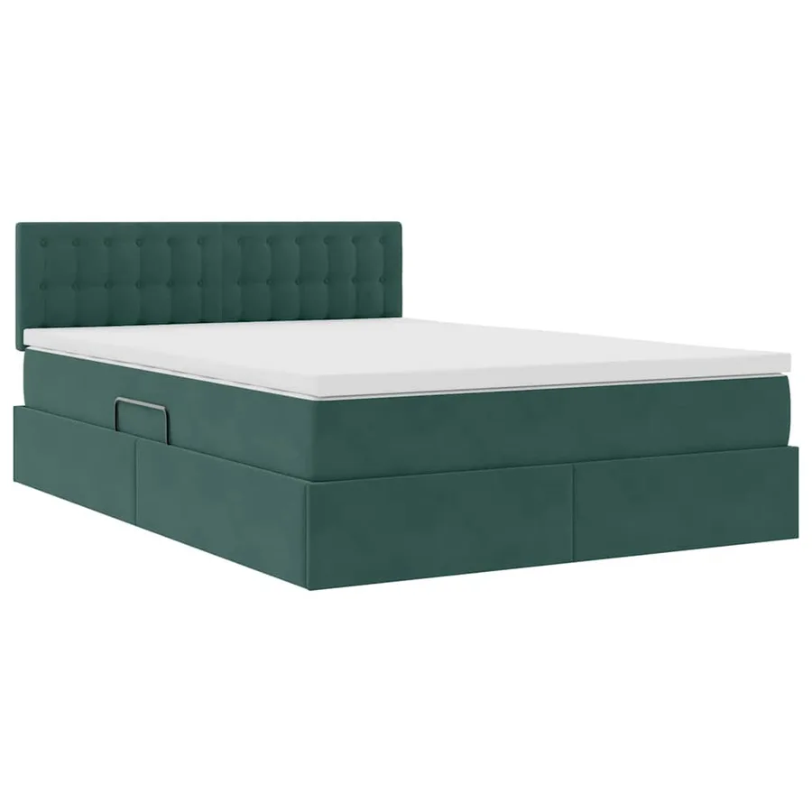 Lit de rangement LED avec matelas Vert foncé 140 x 190 cm - 6