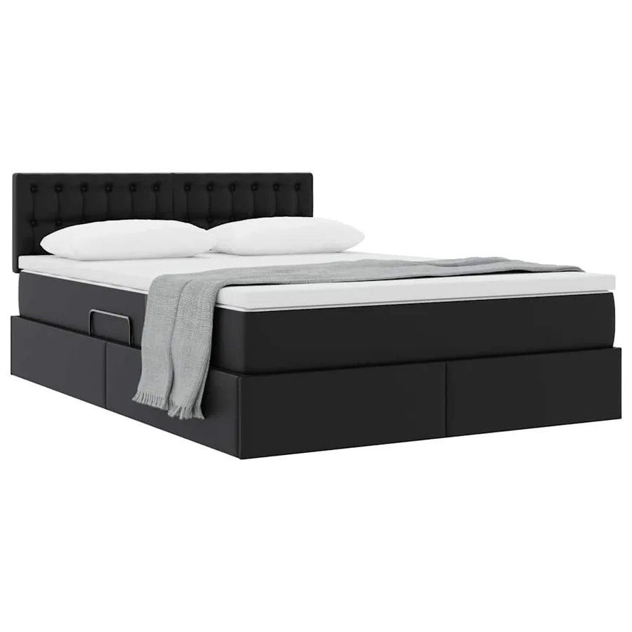 Lit avec rangement et matelas Noir 140 x 190 cm Simili cuir - 3