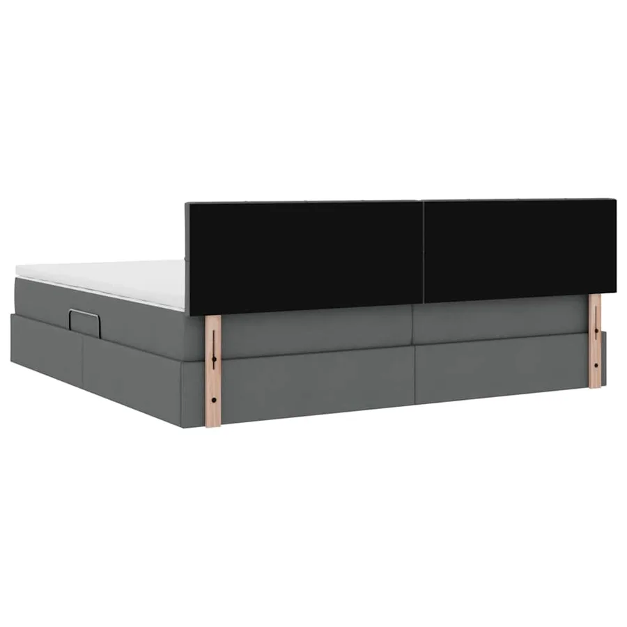 Lit avec rangement et matelas Gris foncé 200 x 200 cm - 10