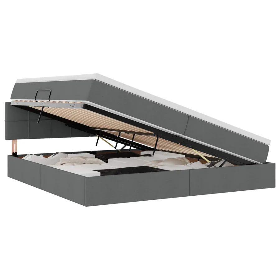 Lit avec rangement et matelas Gris foncé 200 x 200 cm - 2