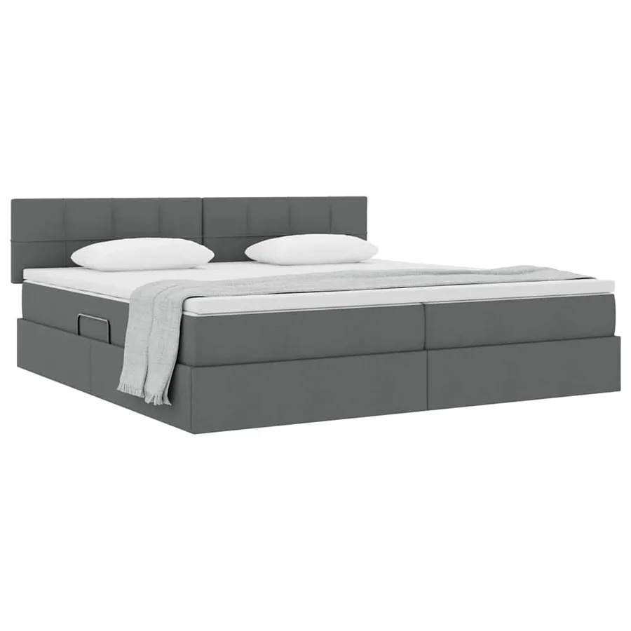 Lit avec rangement et matelas Gris foncé 200 x 200 cm - 3