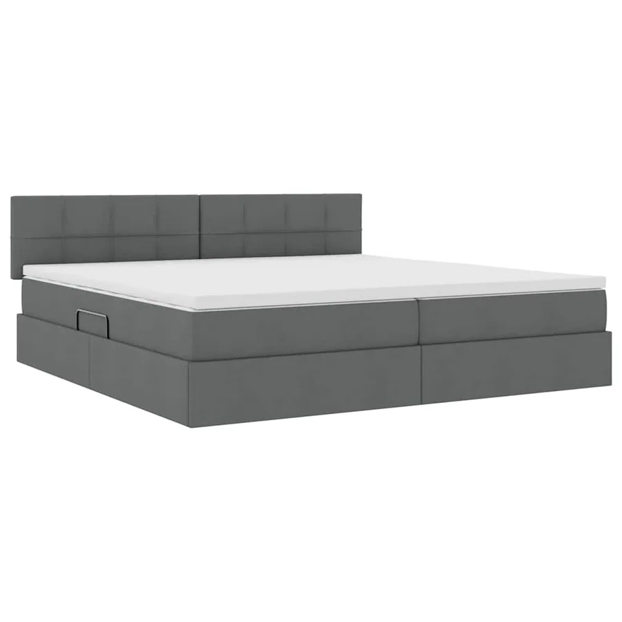 Lit avec rangement et matelas Gris foncé 200 x 200 cm - 5