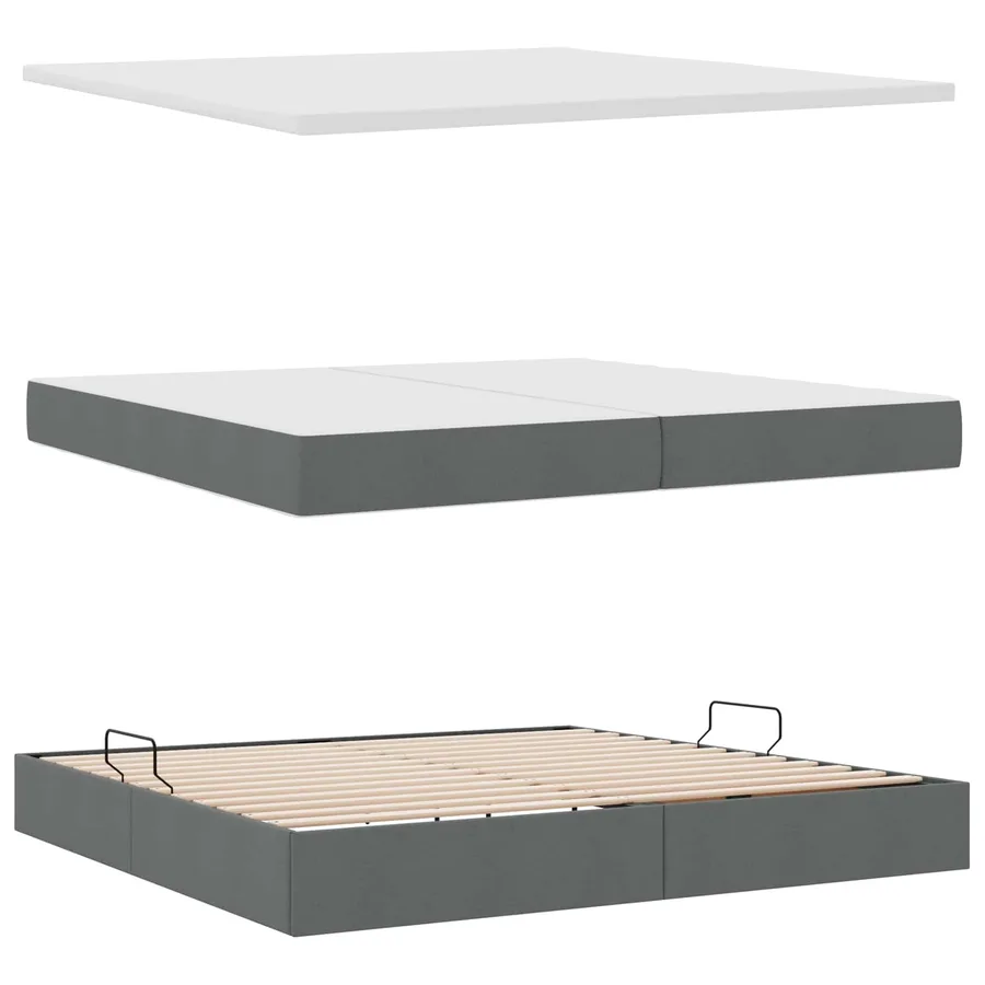 Lit avec rangement et matelas Gris foncé 200 x 200 cm - 7