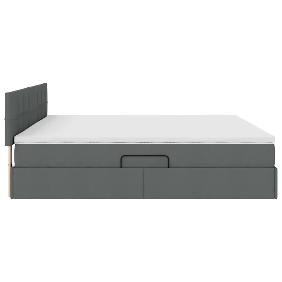 Lit avec rangement et matelas Gris foncé 200 x 200 cm - 9