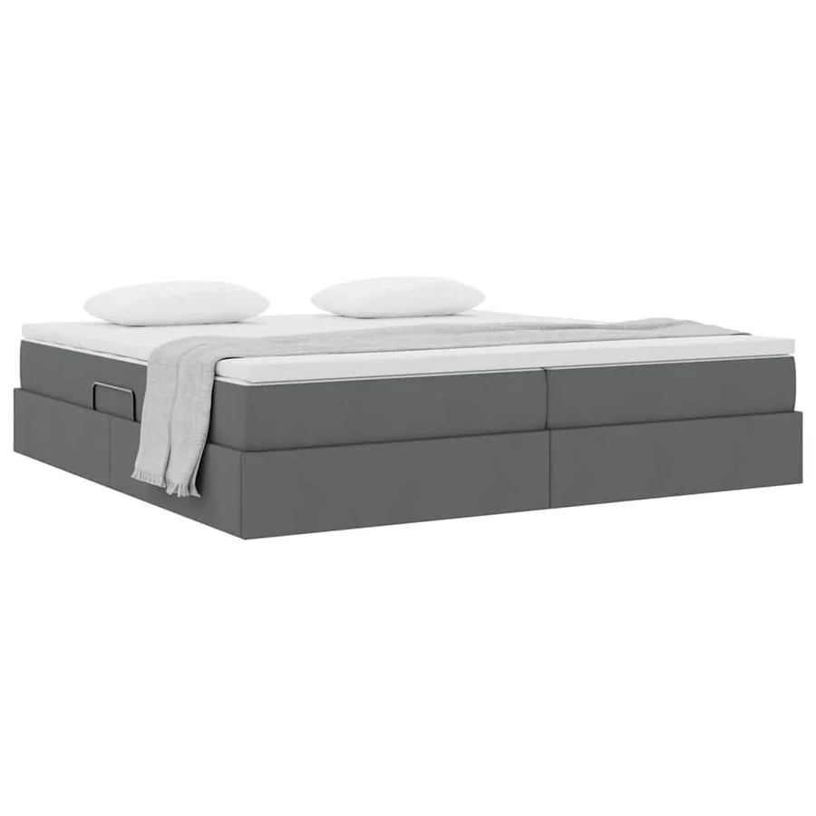 Lit avec rangement et matelas Gris foncé 200 x 200 cm Polyester - 3