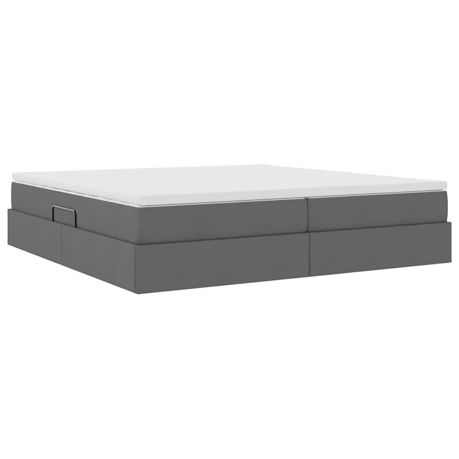 Lit avec rangement et matelas Gris foncé 200 x 200 cm Polyester - 5