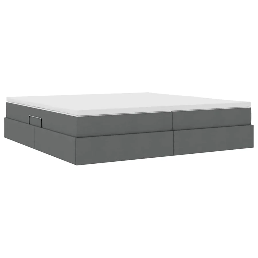 Lit avec rangement et matelas Gris foncé 200 x 200 cm Polyester - 9