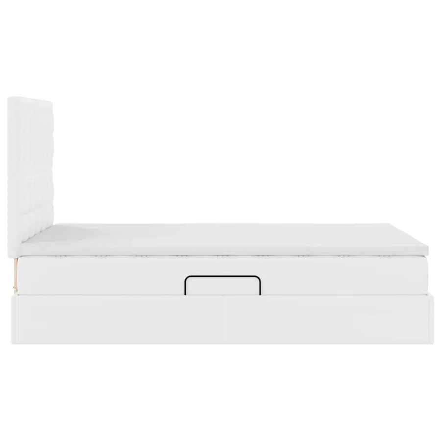 Lit avec rangement et LED Blanc pur 120 x 200 cm Simili cuir - 11