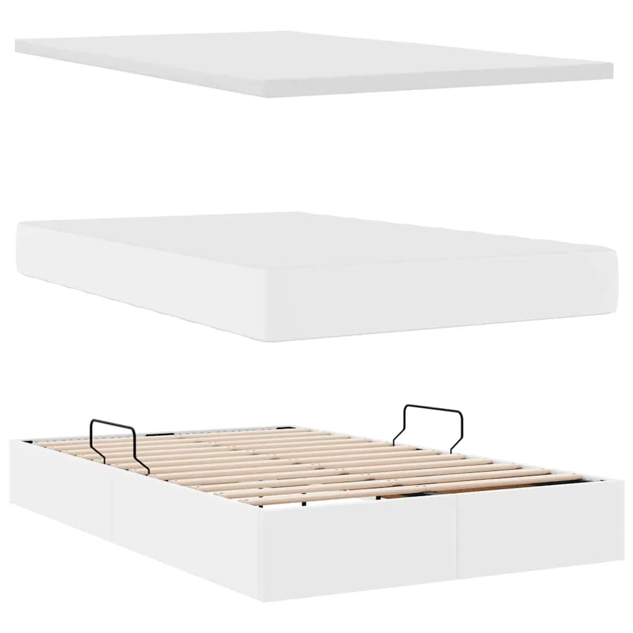 Lit avec rangement et LED Blanc pur 120 x 200 cm Simili cuir - 9