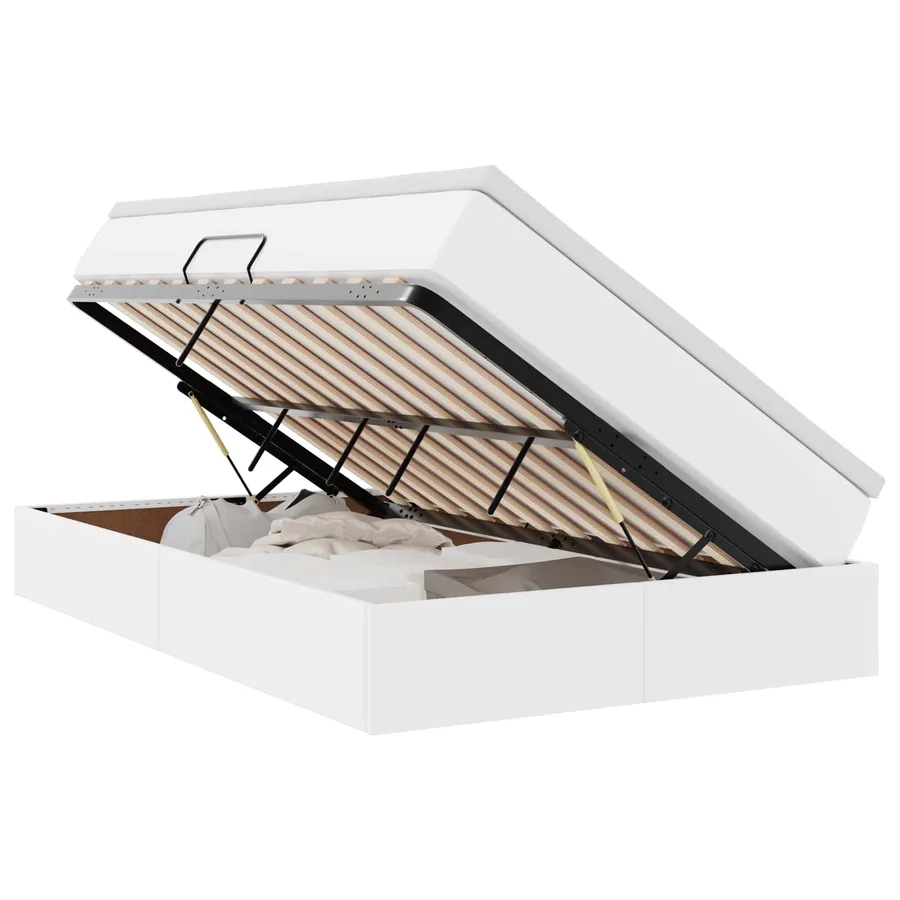 Lit avec rangement et matelas Blanc 120 x 200 cm Simili cuir - 2