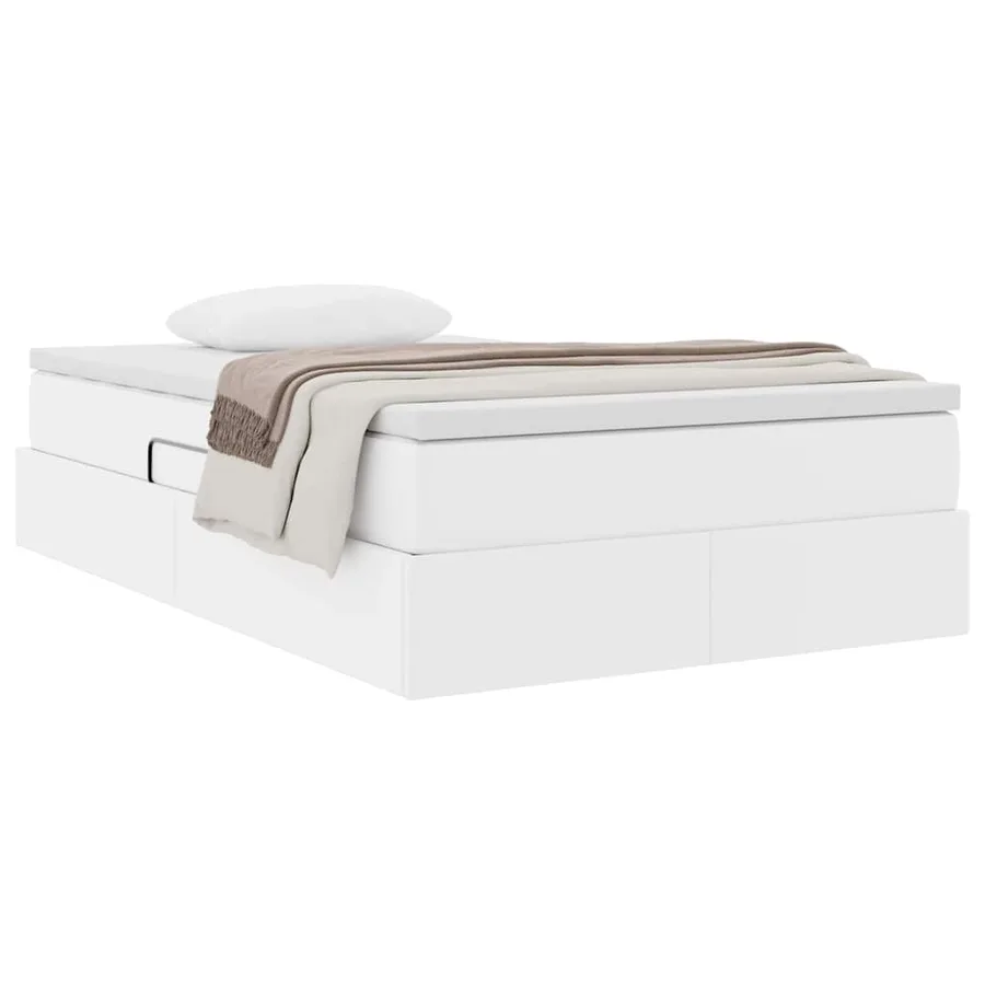 Lit avec rangement et matelas Blanc 120 x 200 cm Simili cuir - 3