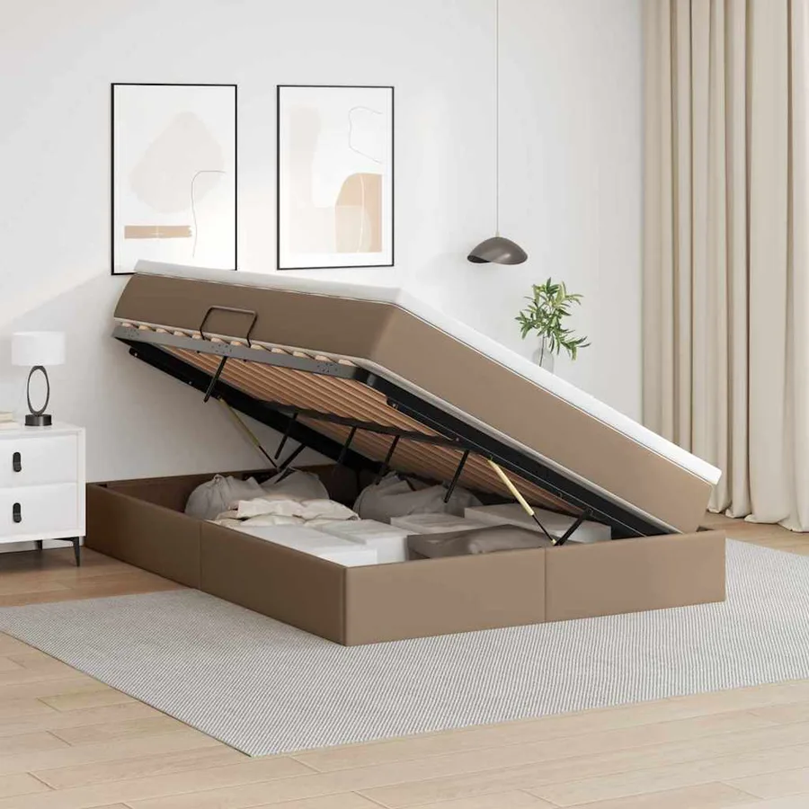 Lit avec rangement et matelas Cappuccino 140 x 190 cm - 4