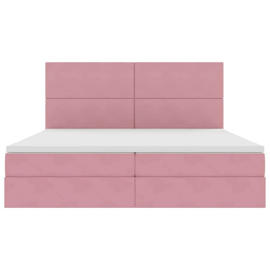 Lit avec rangement et matelas Rose 200 x 200 cm Velours - 7