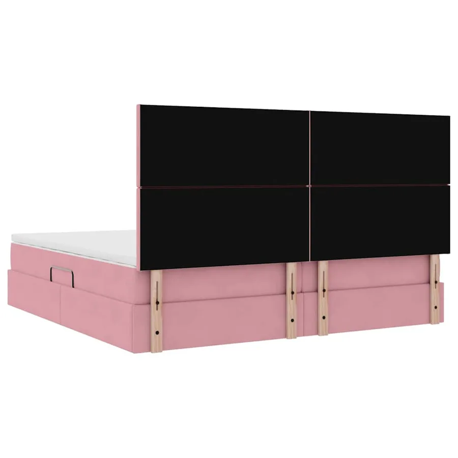 Lit de rangement LED avec matelas Rose 200 x 200 cm Velours - 12