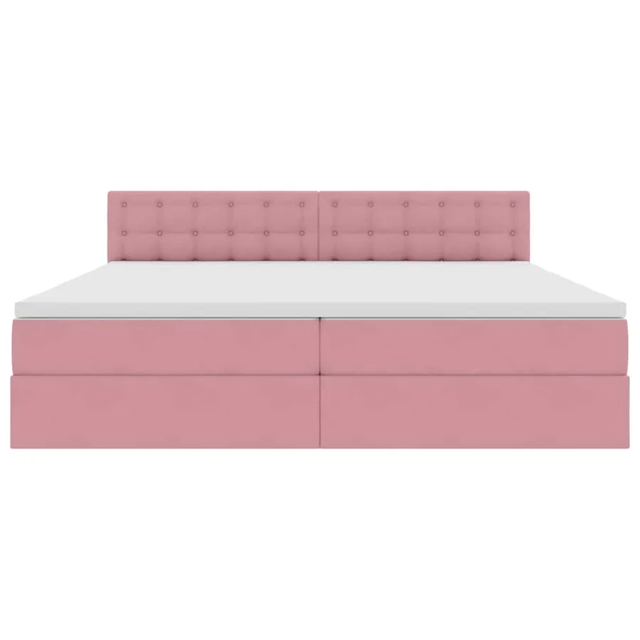 Lit de Rangement avec matelas Rose 200 x 200 cm Velours - 6