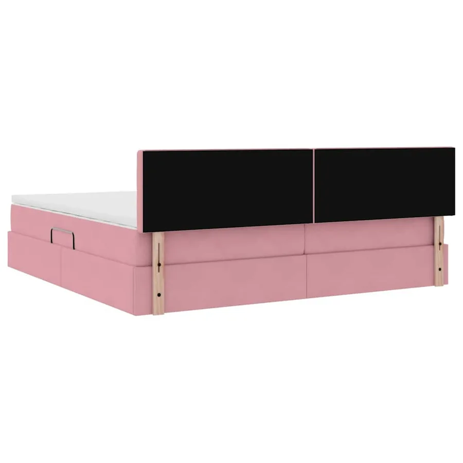 Lit de Rangement avec matelas Rose 200 x 200 cm Velours - 8