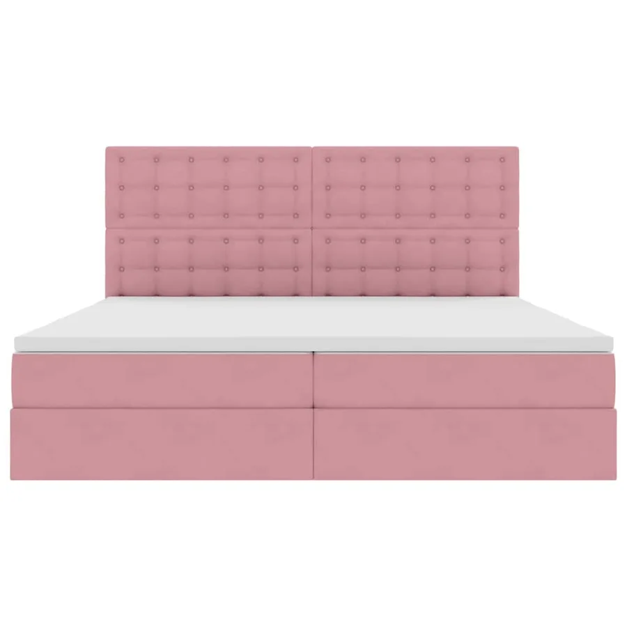 Lit avec rangement et matelas Rose 200 x 200 cm Velours - 7