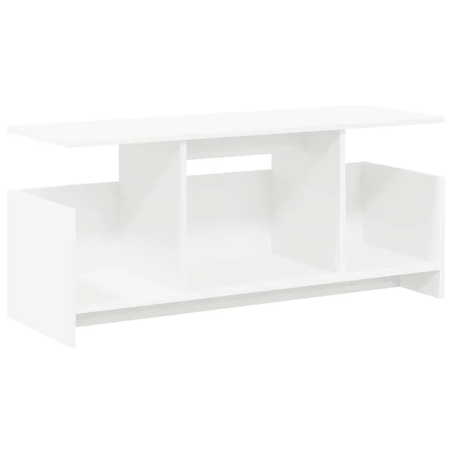 Meuble TV Blanc 102 x 35 x 45 cm Bois d'ingénierie - 2