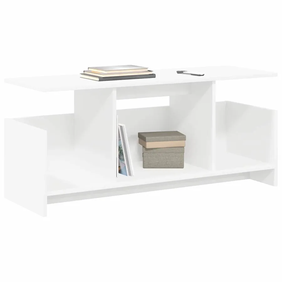 Meuble TV Blanc 102 x 35 x 45 cm Bois d'ingénierie - 3