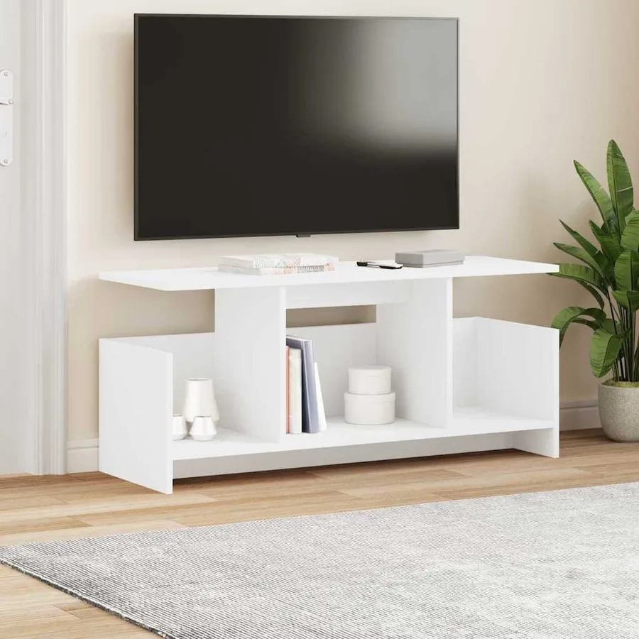 Meuble TV Blanc 102 x 35 x 45 cm Bois d'ingénierie - 4