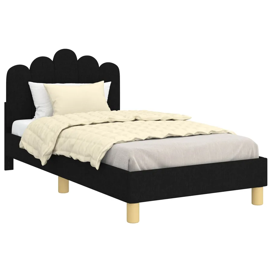 Cadre de lit pour enfants avec tête de lit Noir 80 x 160 cm - 2