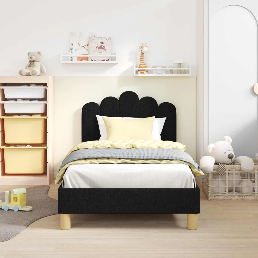 Cadre de lit pour enfants avec tête de lit Noir 80 x 160 cm - 3
