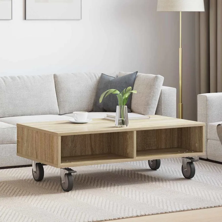 Table d'appoint avec roues Chêne Sonoma 90 x 50 x 30 cm