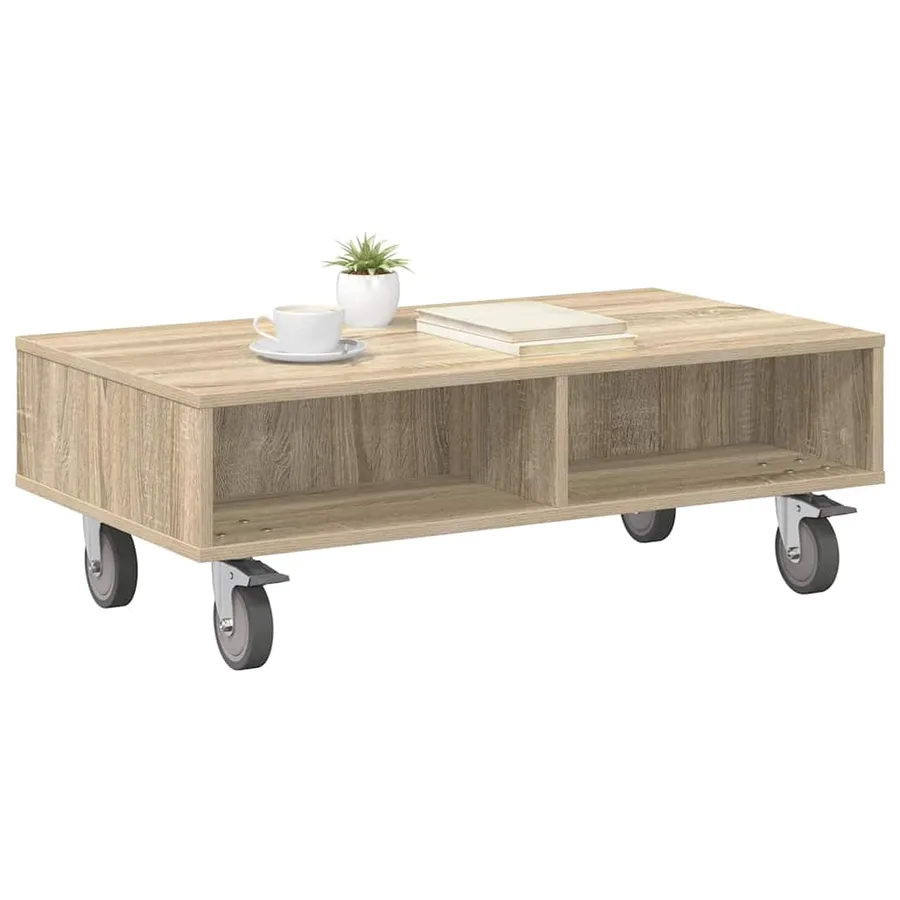 Table d'appoint avec roues Chêne Sonoma 90 x 50 x 30 cm - 3