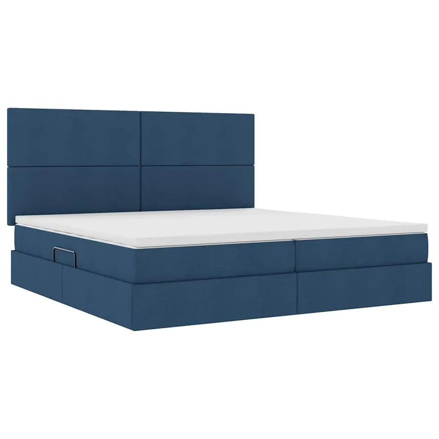 Lit de rangement LED avec matelas Bleu 200 x 200 cm Tissu - 6