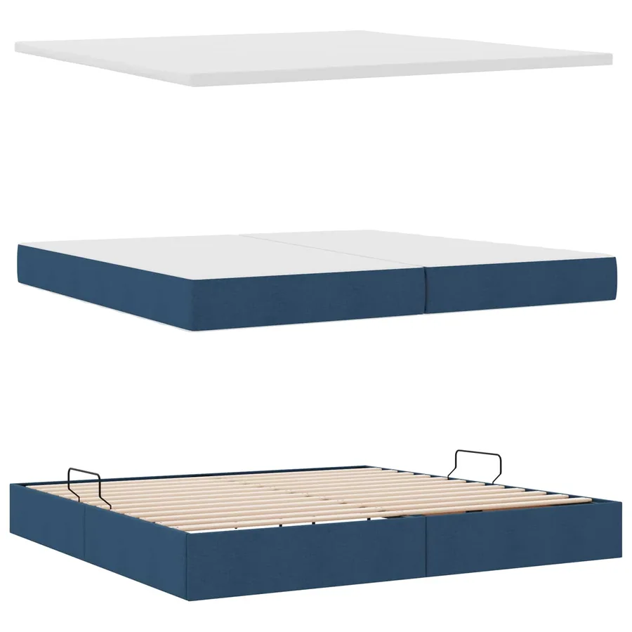 Lit de rangement LED avec matelas Bleu 200 x 200 cm Tissu - 9