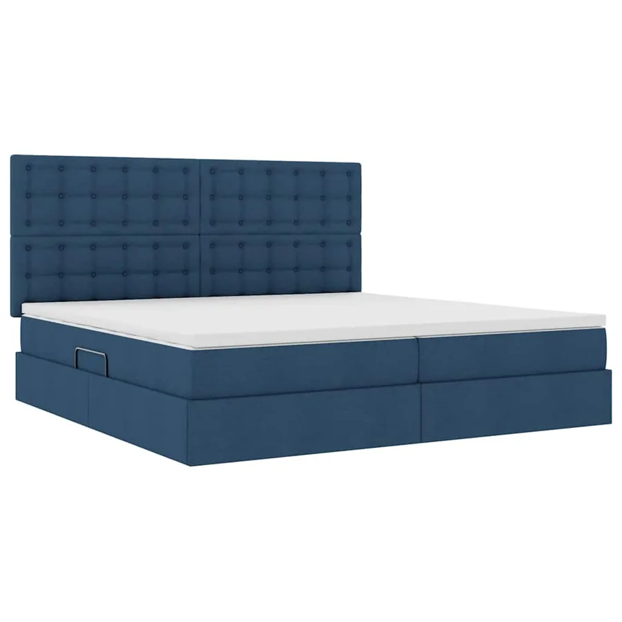 Lit de rangement LED avec matelas Bleu 200 x 200 cm Tissu - 4
