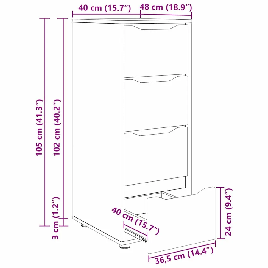 Armoire de rangement Chêne Sonoma 40 x 48 x 105 cm - 15
