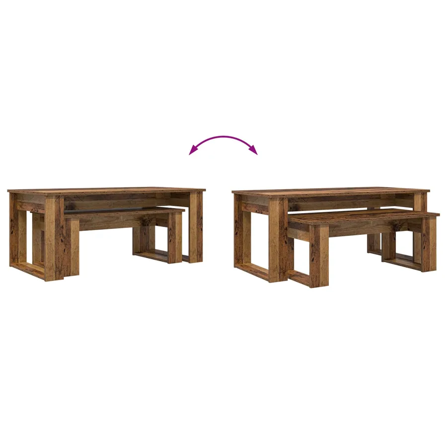 Ensemble de tables basses 2 pcs Bois ancien Bois d'ingénierie - 12