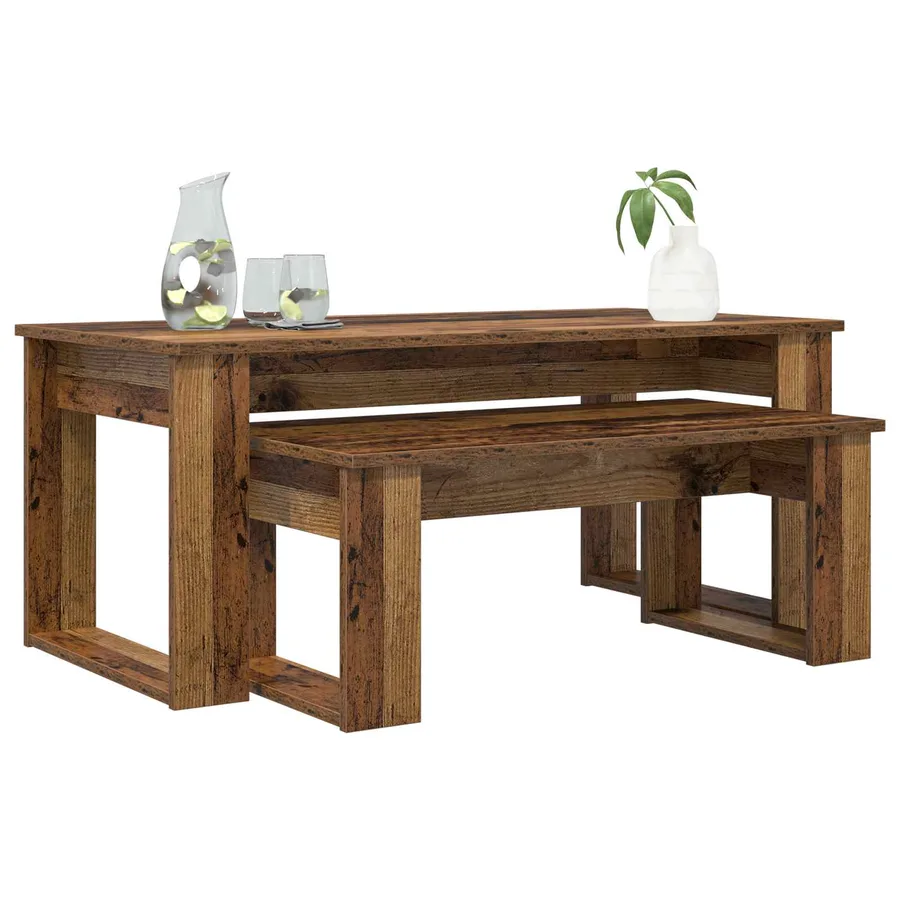 Ensemble de tables basses 2 pcs Bois ancien Bois d'ingénierie - 3