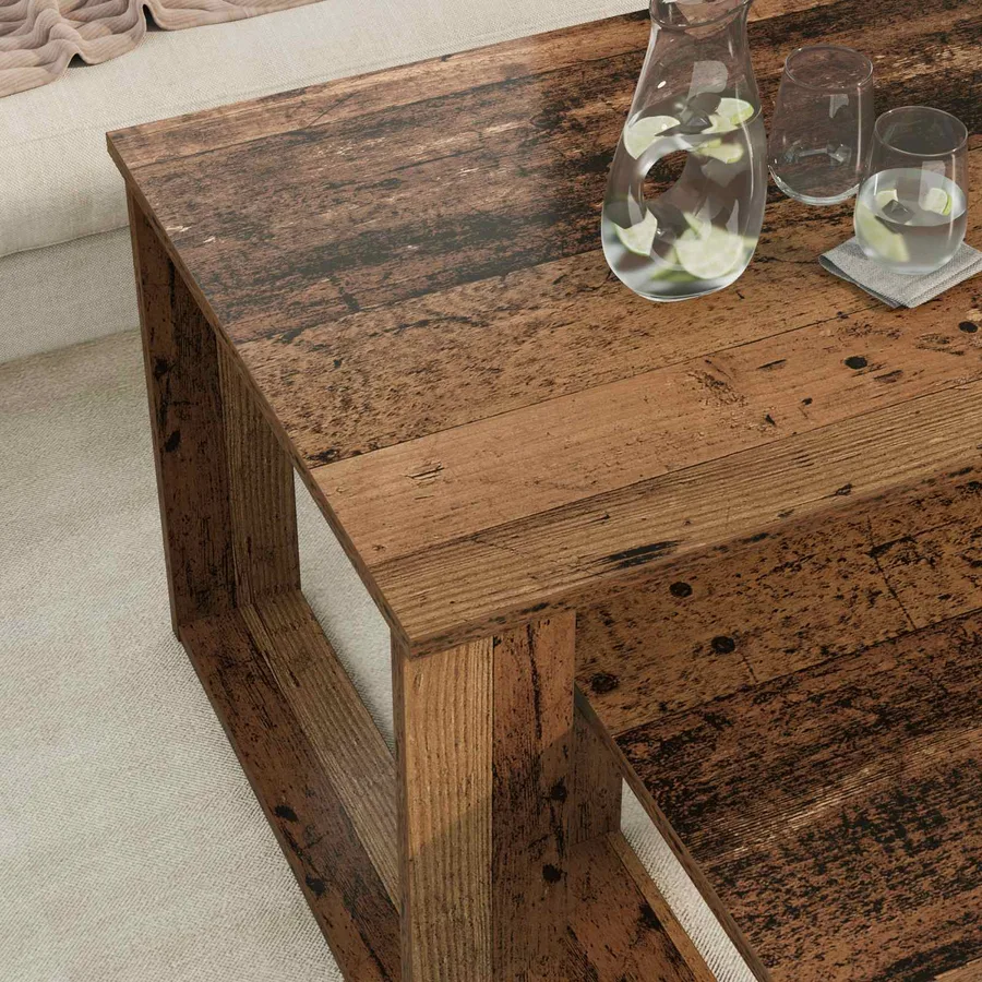 Ensemble de tables basses 2 pcs Bois ancien Bois d'ingénierie - 4