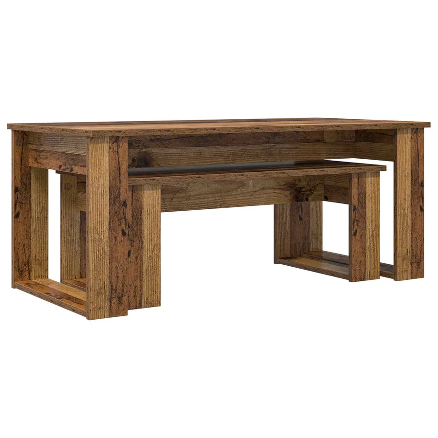 Ensemble de tables basses 2 pcs Bois ancien Bois d'ingénierie - 5