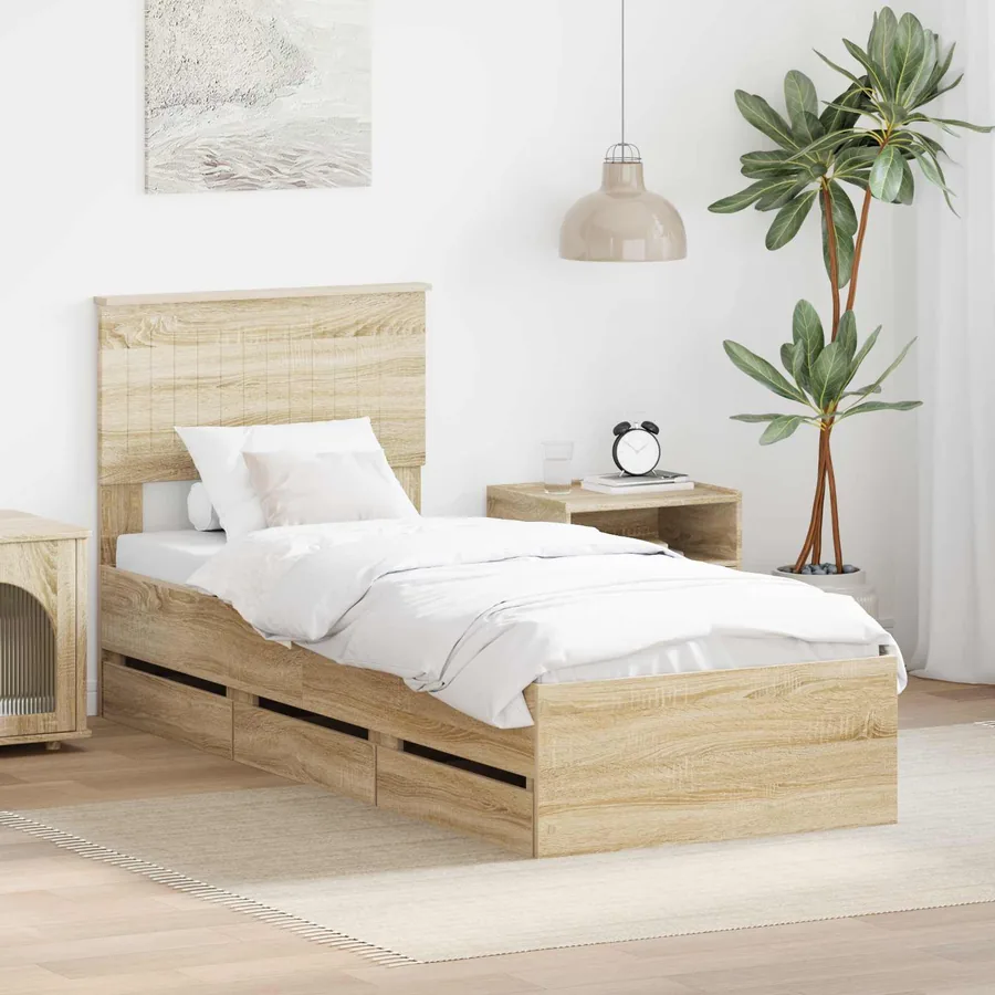 Cadre de lit Chêne Sonoma 75 x 190 cm Bois Ingénierie