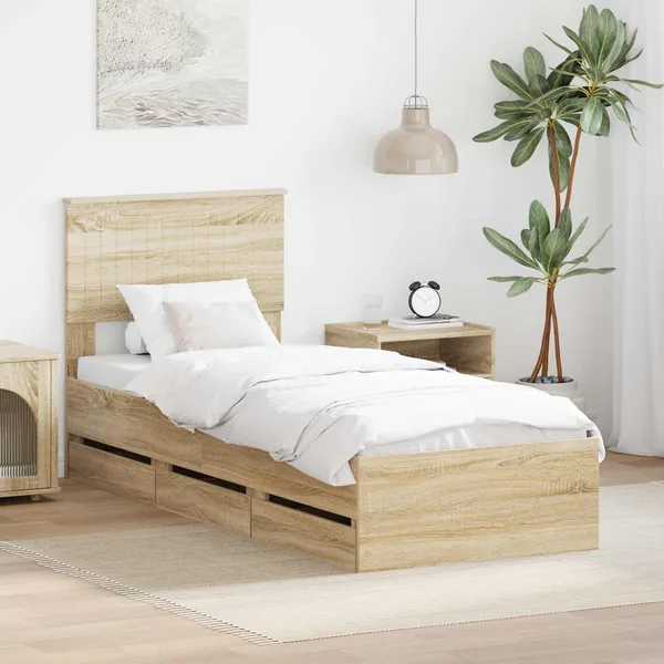 Cadre de lit Chêne Sonoma 75 x 190 cm Bois Ingénierie