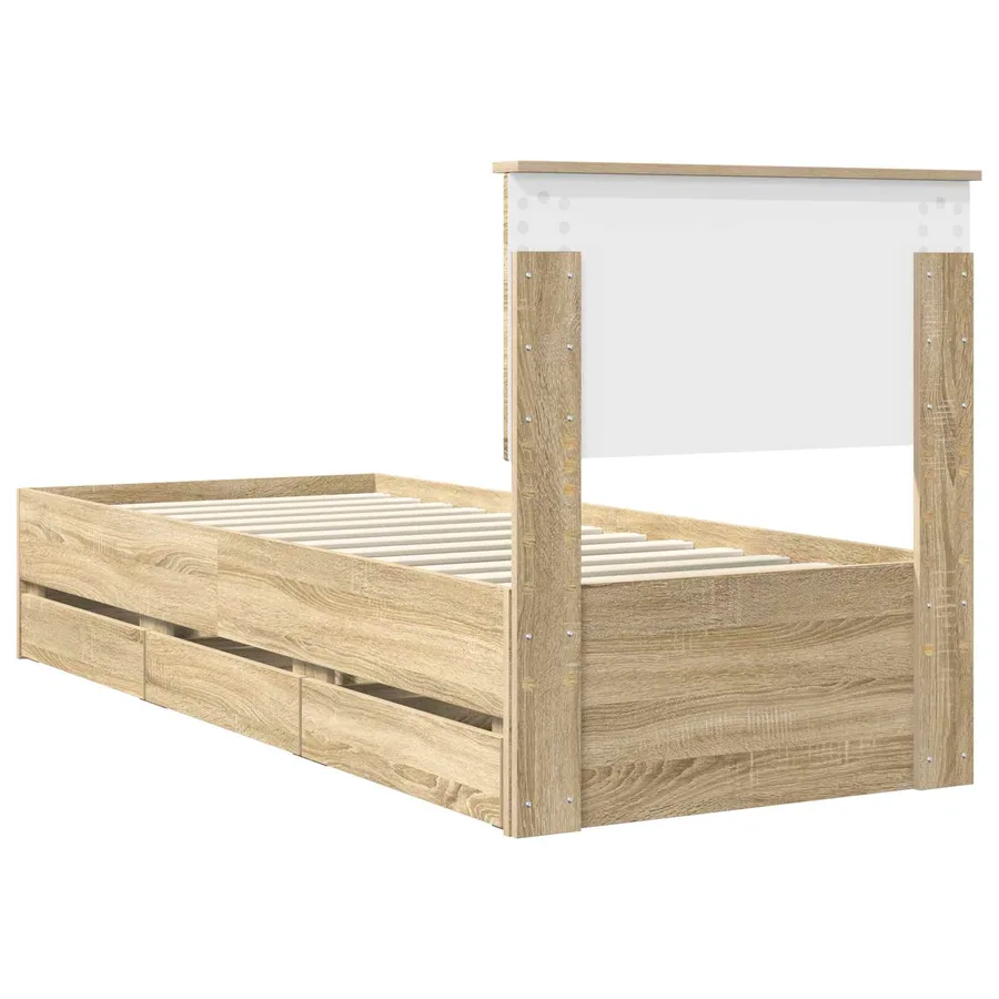 Cadre de lit Chêne Sonoma 75 x 190 cm Bois Ingénierie - 10