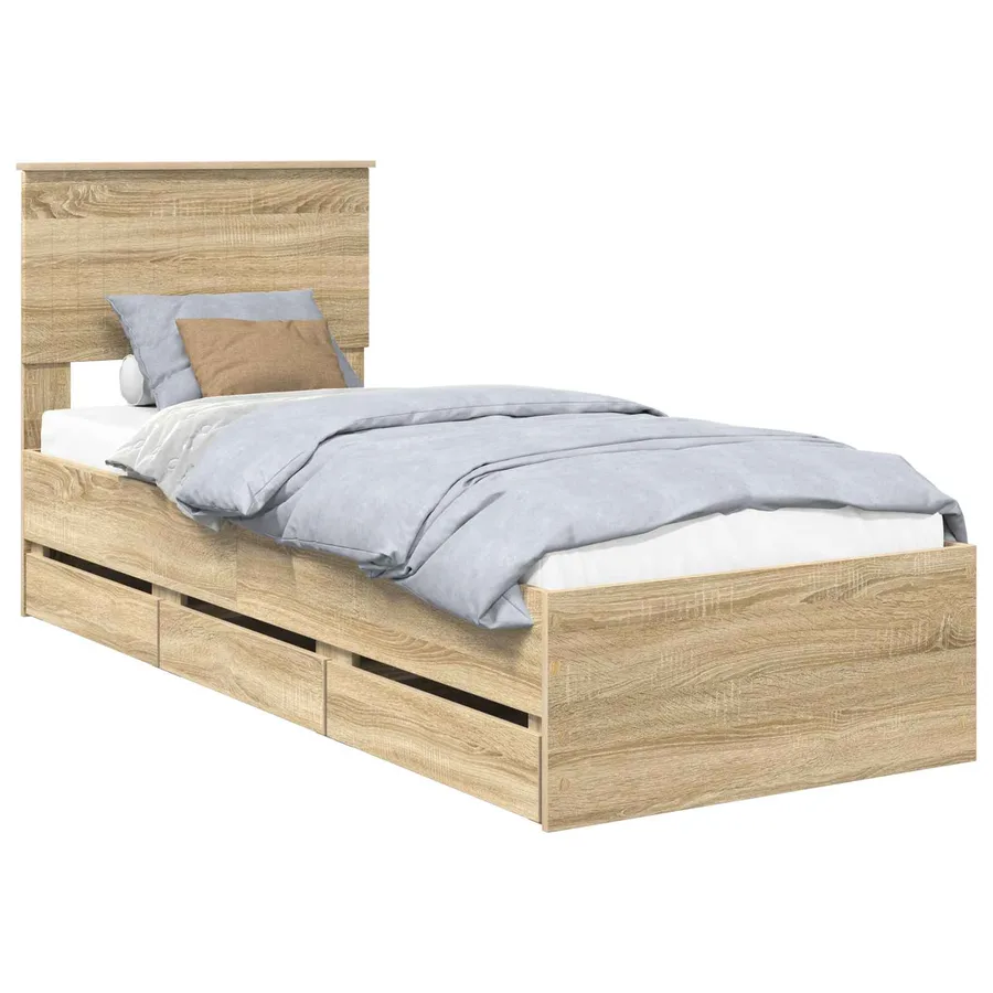 Cadre de lit Chêne Sonoma 75 x 190 cm Bois Ingénierie - 2