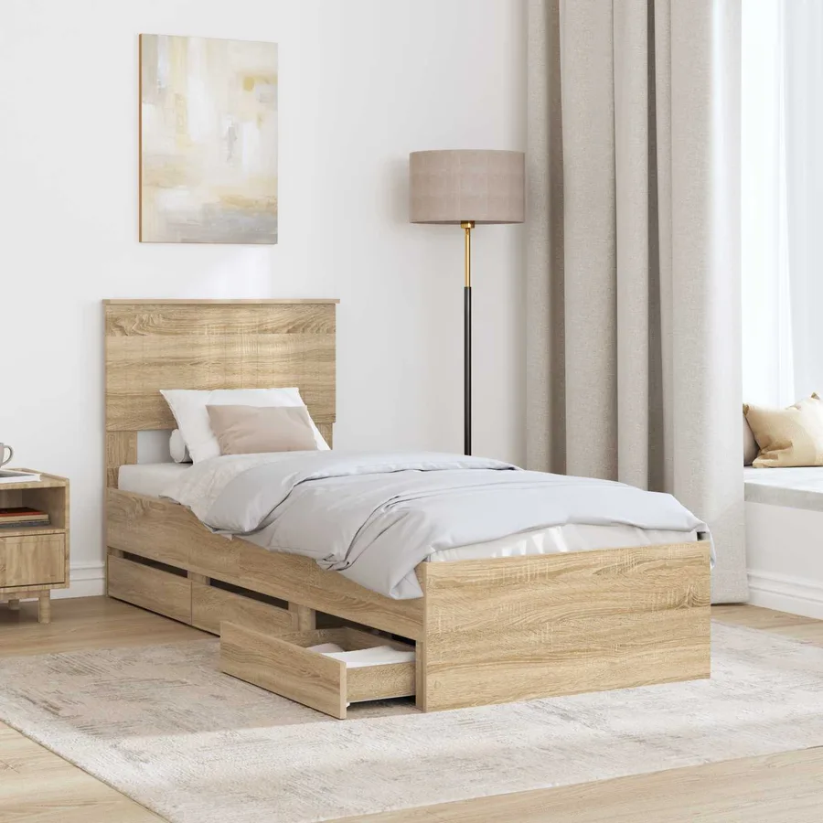 Cadre de lit Chêne Sonoma 75 x 190 cm Bois Ingénierie - 3