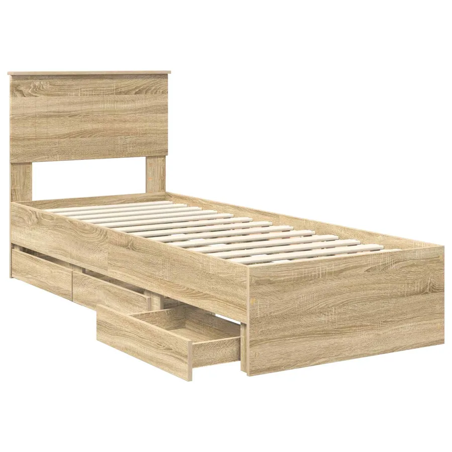 Cadre de lit Chêne Sonoma 75 x 190 cm Bois Ingénierie - 5
