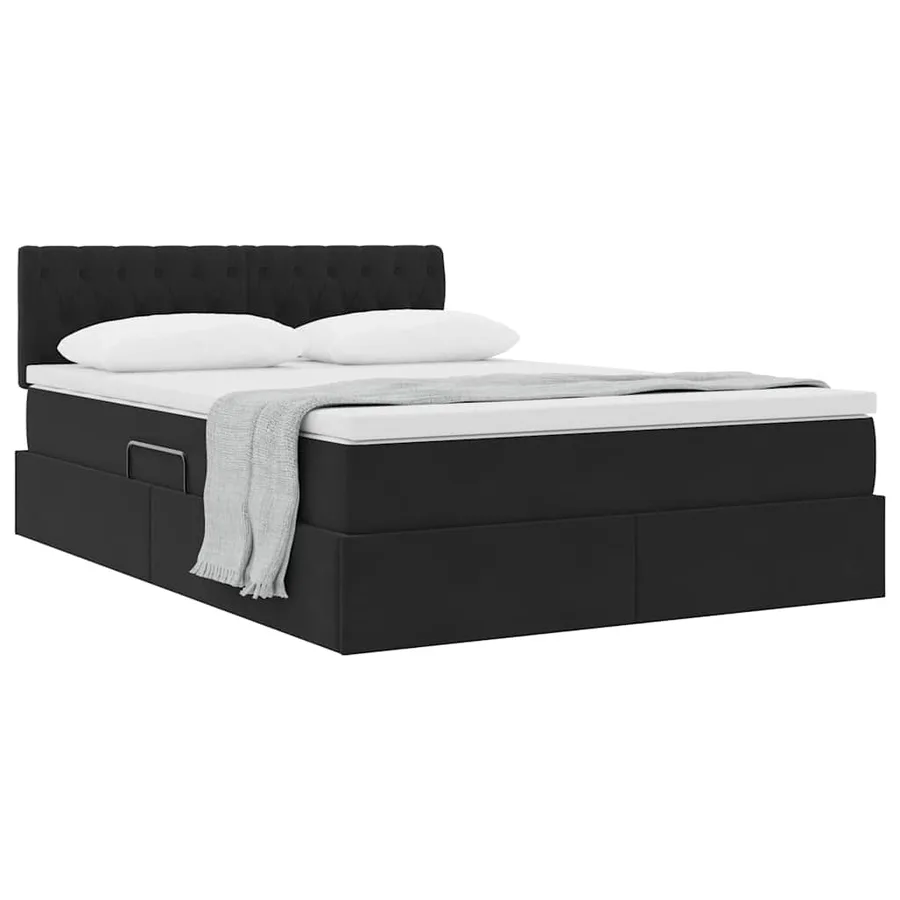 Lit de Rangement avec matelas Noir 140 x 190 cm Velours - 3