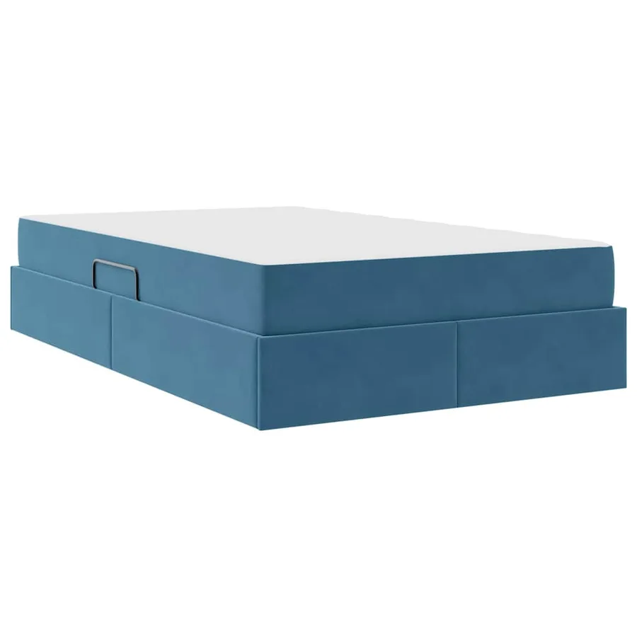 Lit avec rangement et matelas Bleu foncé 120 x 200 cm Velours - 10