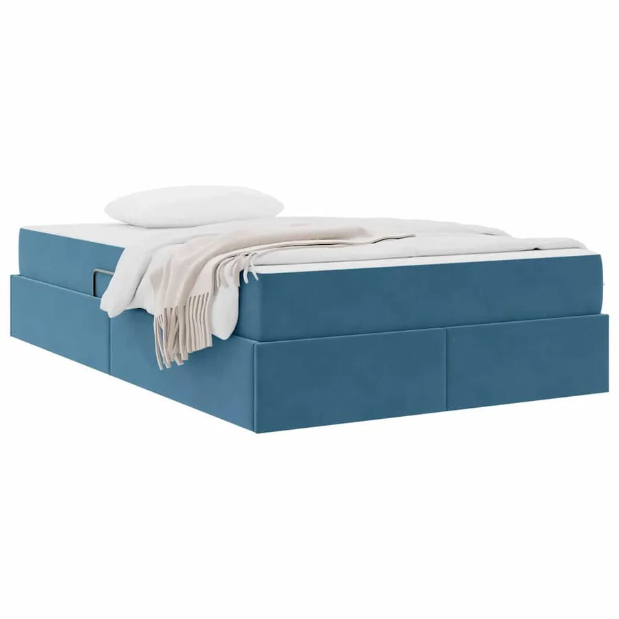 Lit avec rangement et matelas Bleu foncé 120 x 200 cm Velours - 3