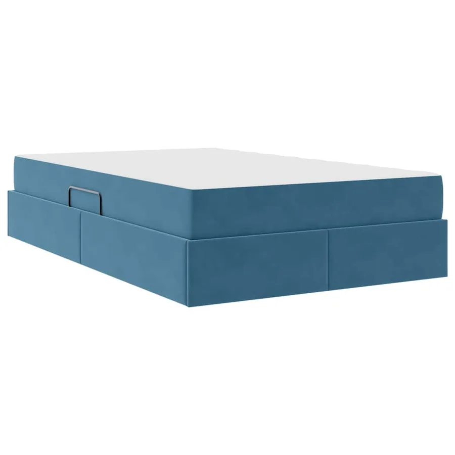 Lit avec rangement et matelas Bleu foncé 120 x 200 cm Velours - 5