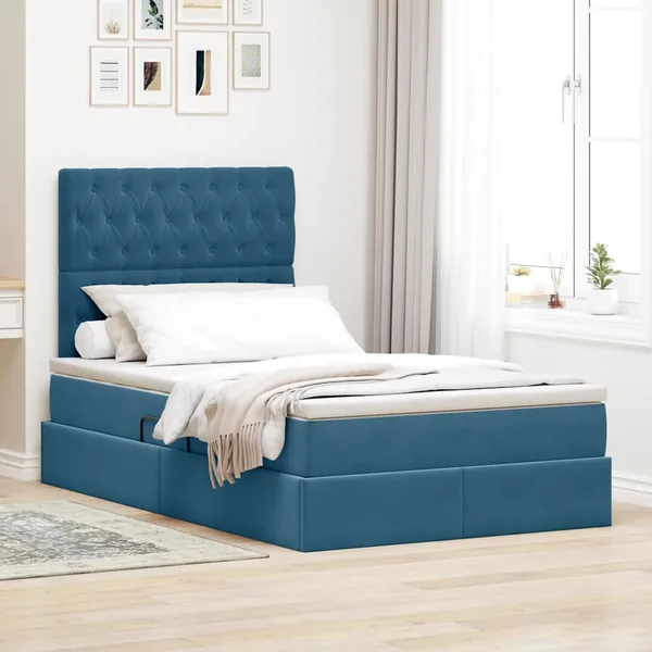 Lit de rangement LED avec matelas Bleu foncé 120 x 200 cm