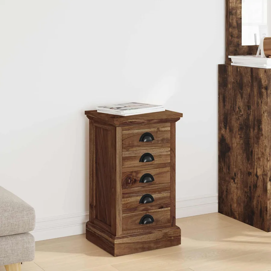 Commode avec tiroir Naturel 35 x 30 x 60 cm Bois de teck massif