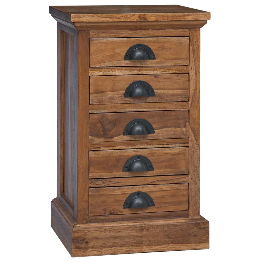 Commode avec tiroir Naturel 35 x 30 x 60 cm Bois de teck massif - 2